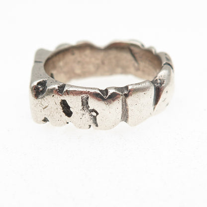 925 Sterling Silver Vintage Modernist Oxidized Ring Size 5.75