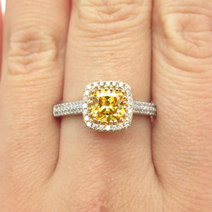 925 Sterling Silver White & Yellow C Z Ring Size 8.75