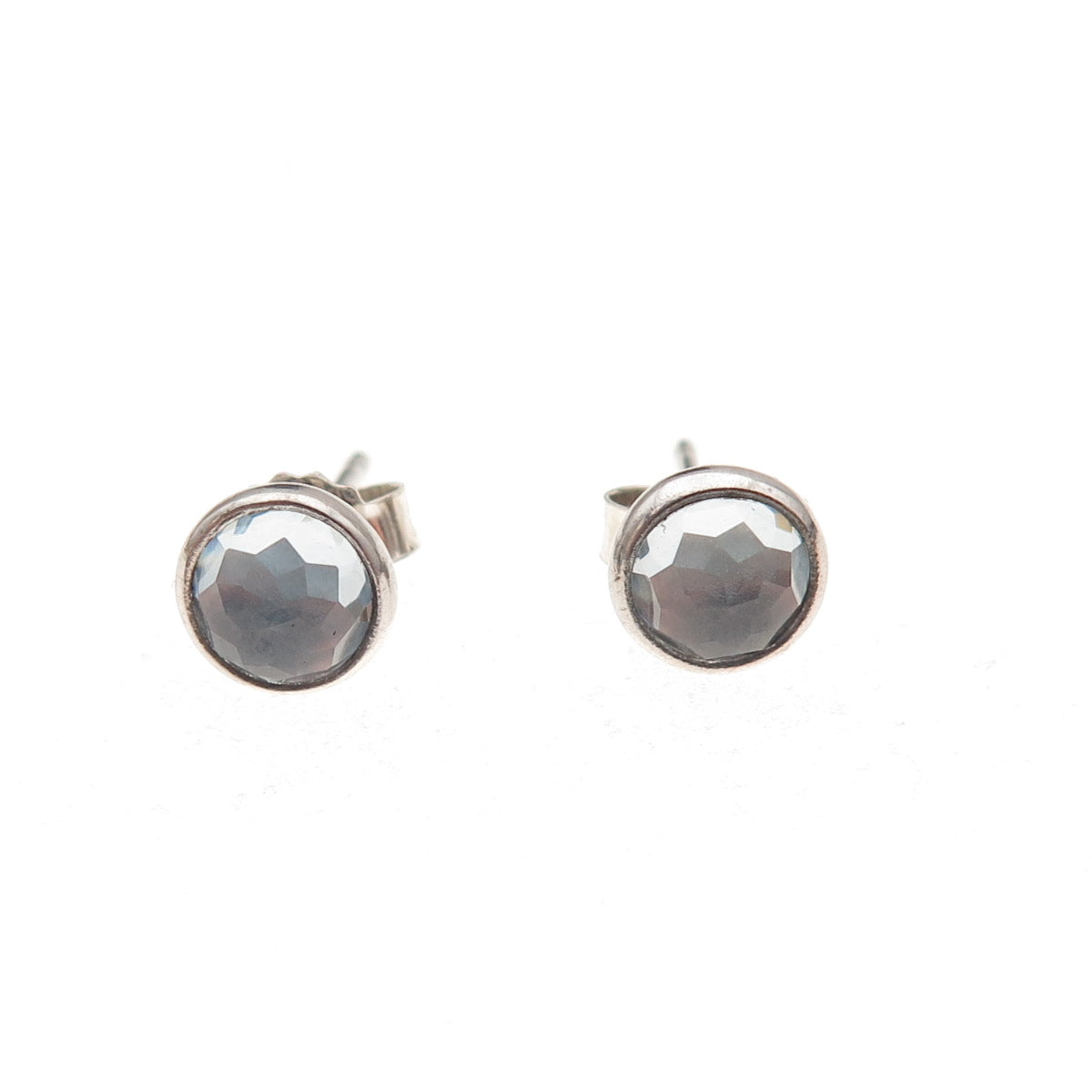 Pandora 925 Sterling Silver Aqua Blue Crystal Poetic Droplet Stud Earrings