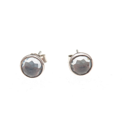 Pandora 925 Sterling Silver Aqua Blue Crystal Poetic Droplet Stud Earrings