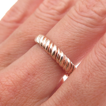 Ross Simons 925 Sterling Silver Rose Gold Plated Twisted Band Ring Size 7