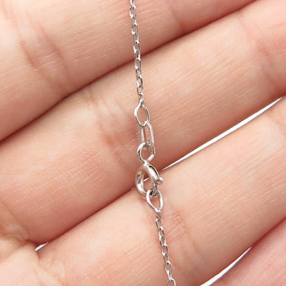 925 Sterling Silver Italy White C Z Bow Cable Chain Necklace 18"