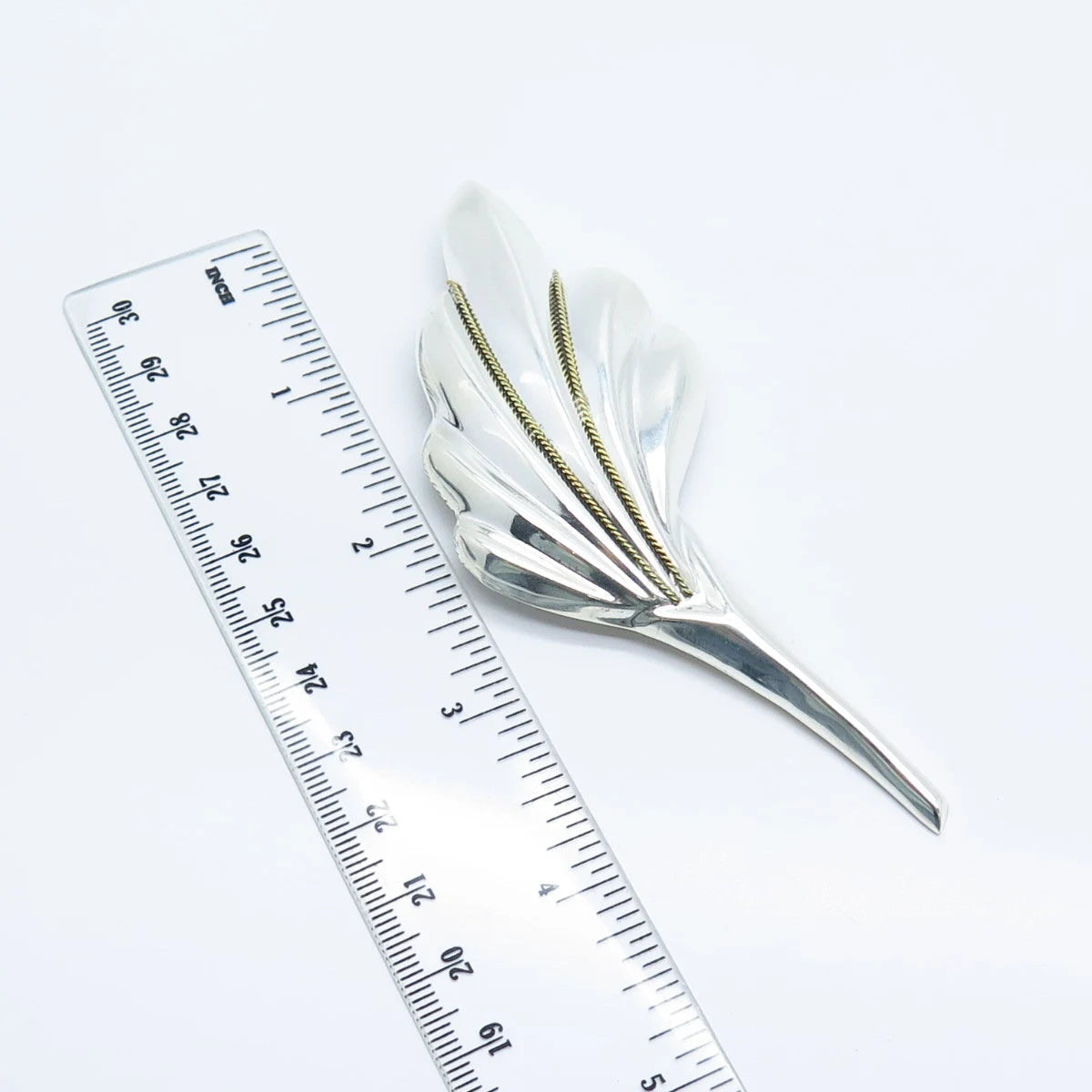 925 Sterling Silver 2-Tone Vintage Mexico Calla Lily Floral Pin Brooch
