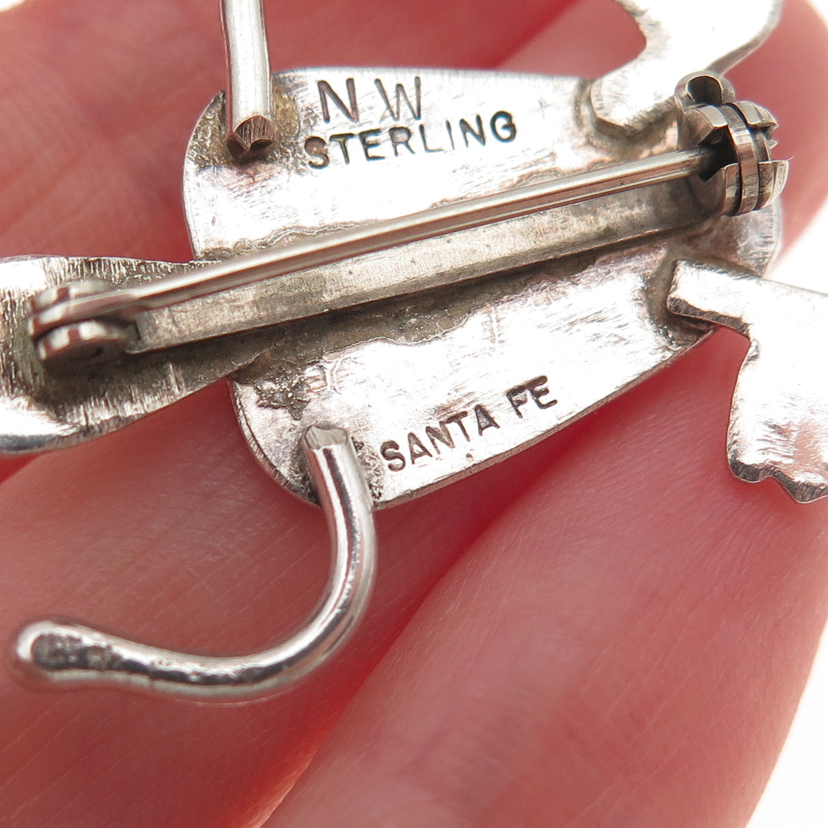 Norman Woody Santa Fe Old Pawn Sterling Silver Vintage Turtle Tribal Pin Brooch