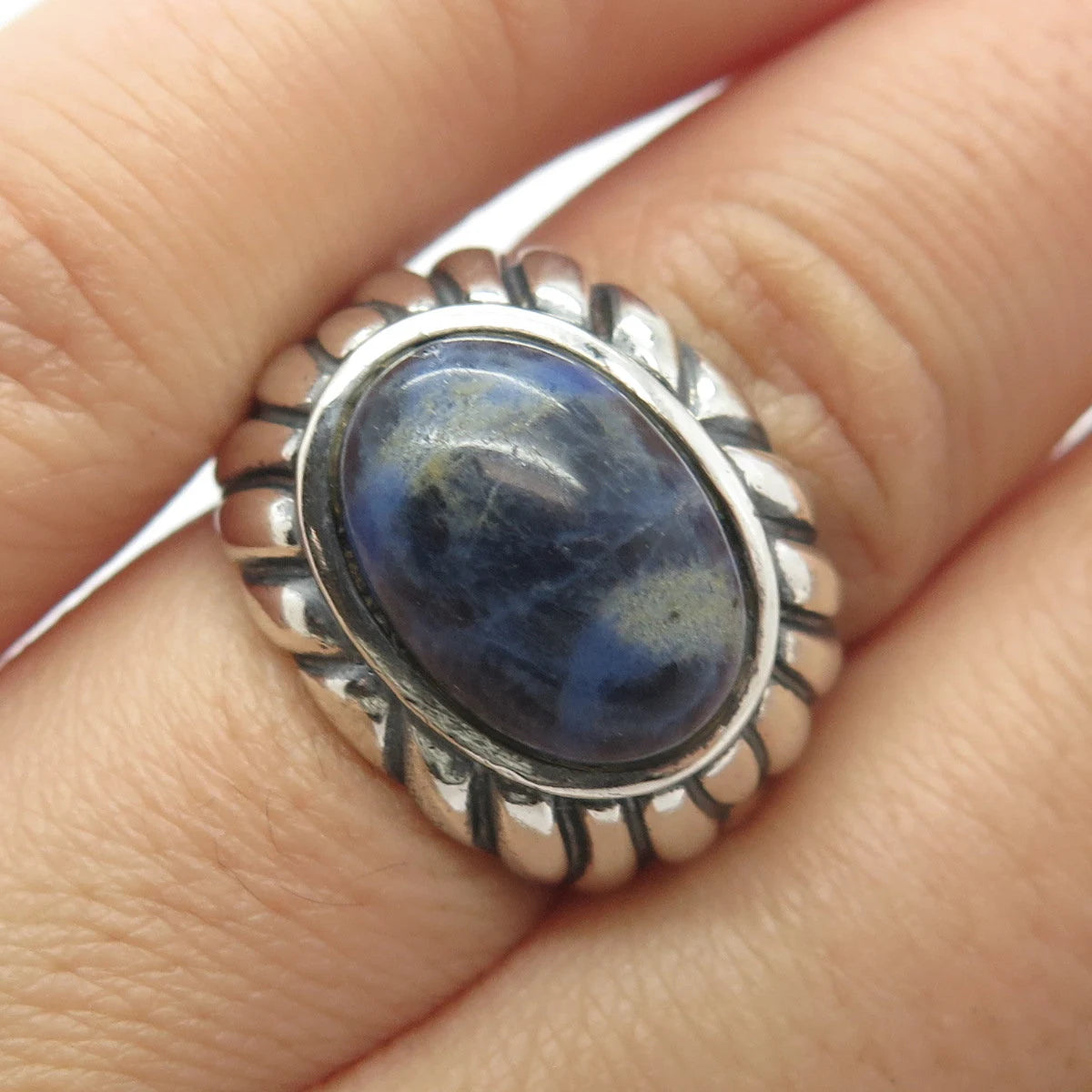 925 Sterling Silver Vintage Ross Simons Real Sodalite Gemstone Ring Size 5