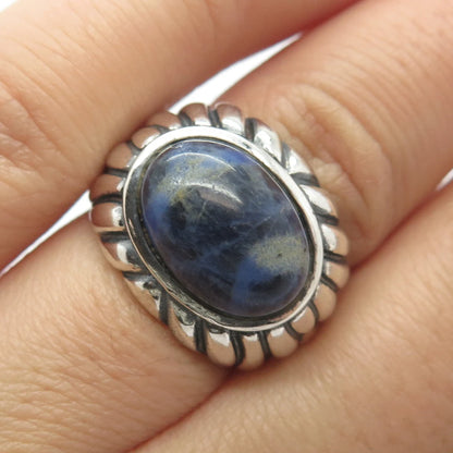 925 Sterling Silver Vintage Ross Simons Real Sodalite Gemstone Ring Size 5