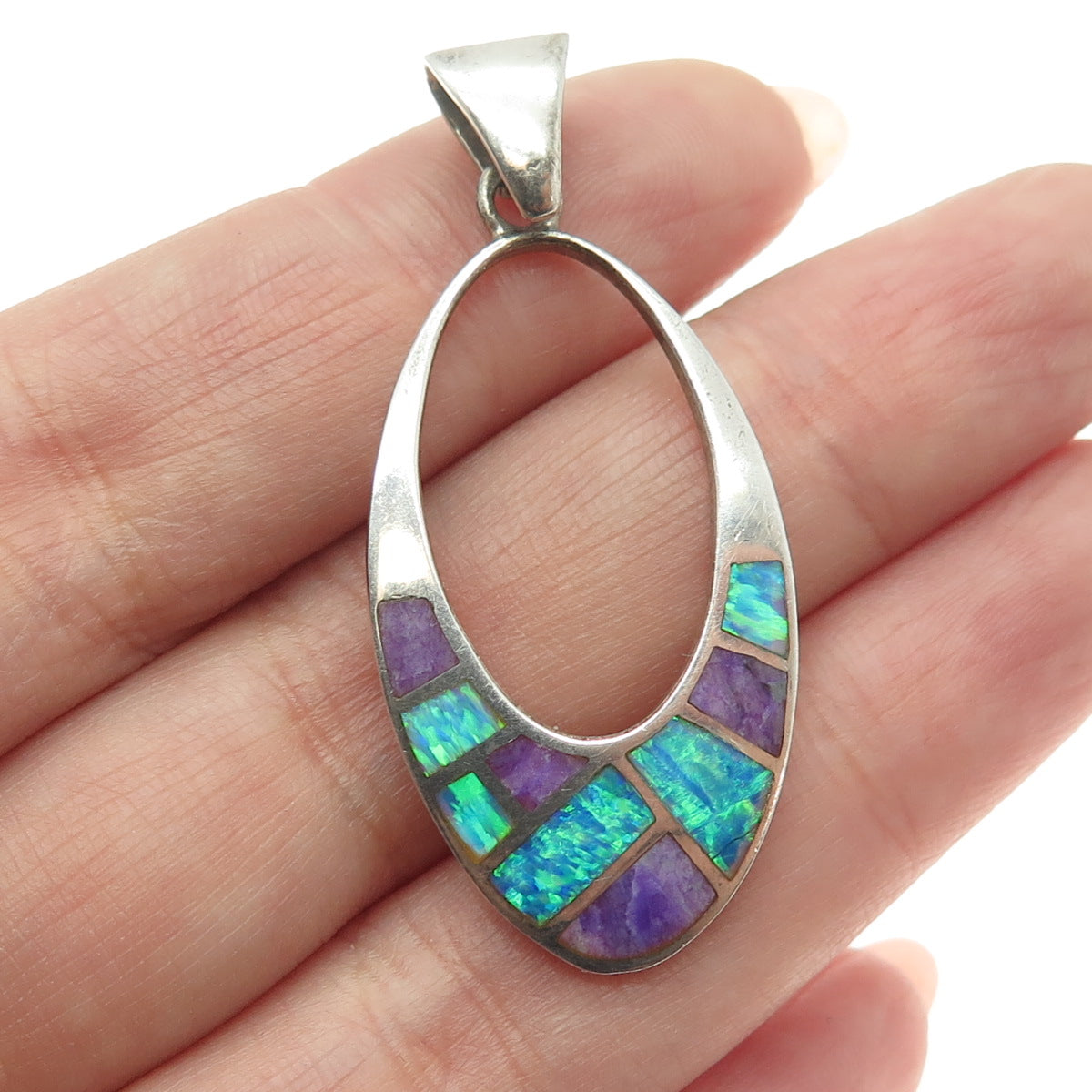 Tèmè: Sunburst Handcraft Inc. 925 Sterling Vintage Sugilite Opal Gem Pendant