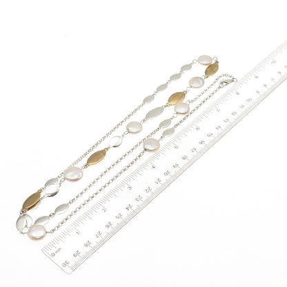 Robert Lee Morris Sterling Silver 2-Tone Vintage Real Pearl Chain Necklace 32"