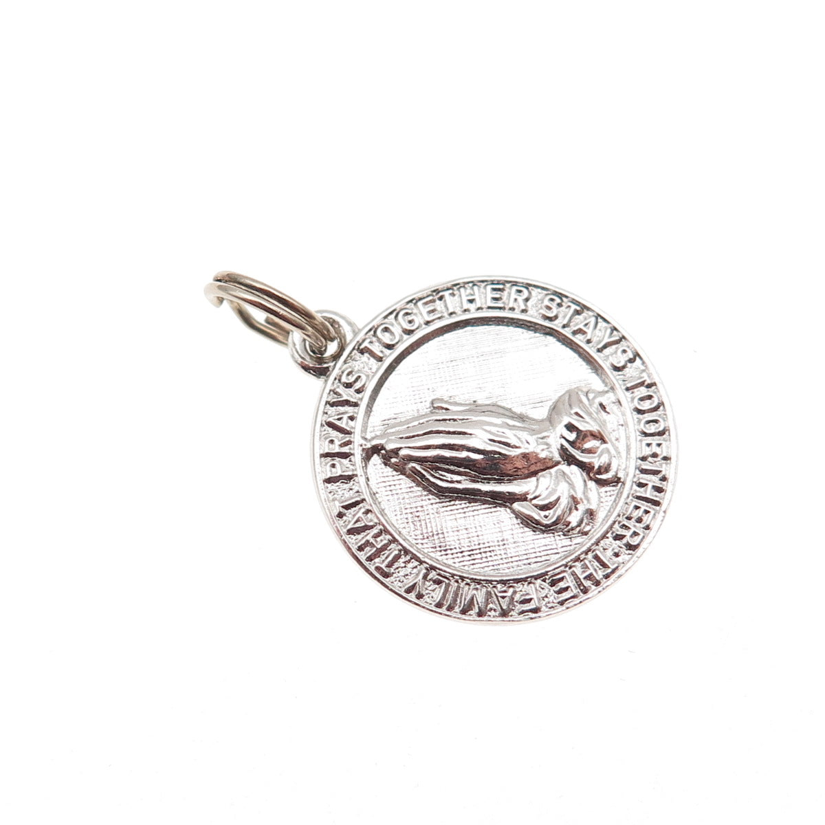 Rembrandt 925 Sterling Silver Vintage Family Prays Together Mini Charm Pendant