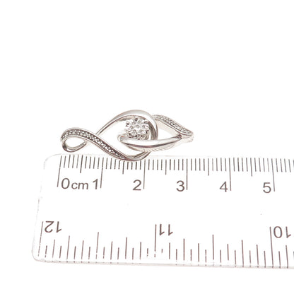 925 Sterling Silver Real Round-Cut Diamond Interlocked Eternity Charm Pendant