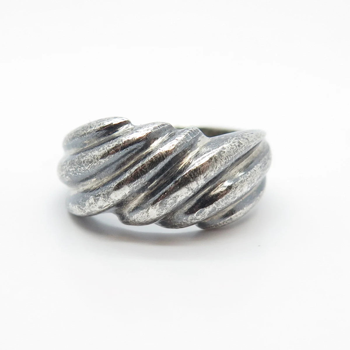 925 Sterling Silver Vintage Ribbed Ring Size 6.5