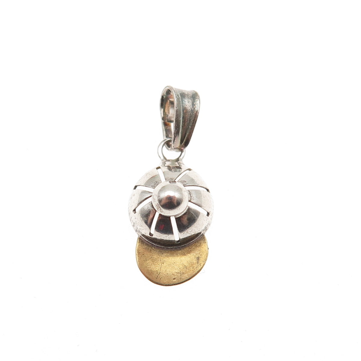 925 Sterling Silver 2-Tone Vintage Italy Baseball Cap 3D Mini Charm Pendant