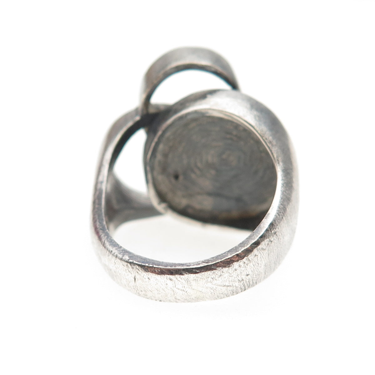Industria Argentina Sterling Vintage Enamel Modernist Adjustable Ring Size 5.5
