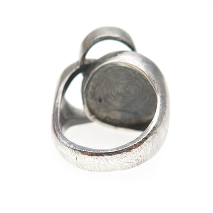 Industria Argentina Sterling Vintage Enamel Modernist Adjustable Ring Size 5.5