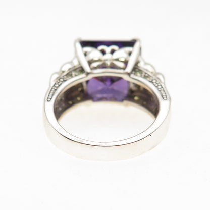 925 Sterling Silver Vintage Real Amethyst & Peridot Butterfly Ring Size 5.25