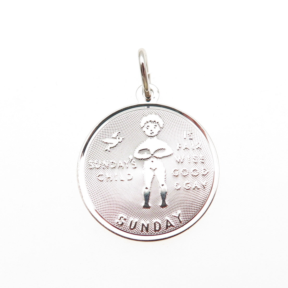 JAY POSON 925 Sterling Silver Vintage Sunday's Child Charm Pendant
