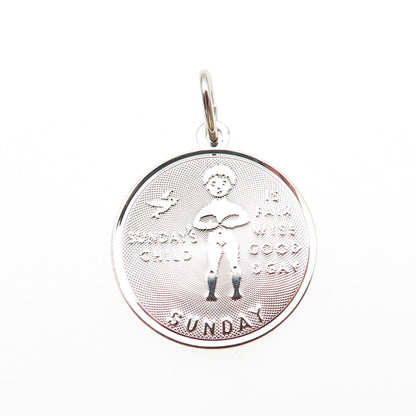JAY POSON 925 Sterling Silver Vintage Sunday's Child Charm Pendant