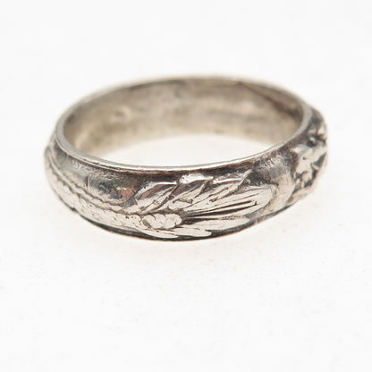 999 Fine Silver Antique Art Deco Chinese Dragon Oxidized Band Ring Size 8.75