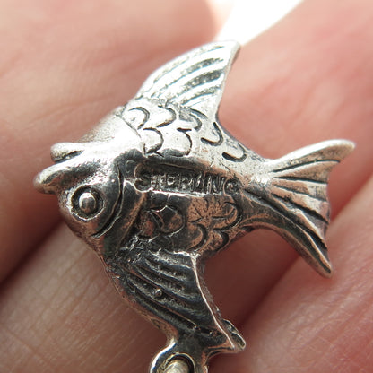 925 Sterling Silver Vintage Fish 3D Charm Pendant