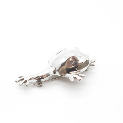 925 Sterling Silver Vintage Mexico Jumping Frog Pin Brooch