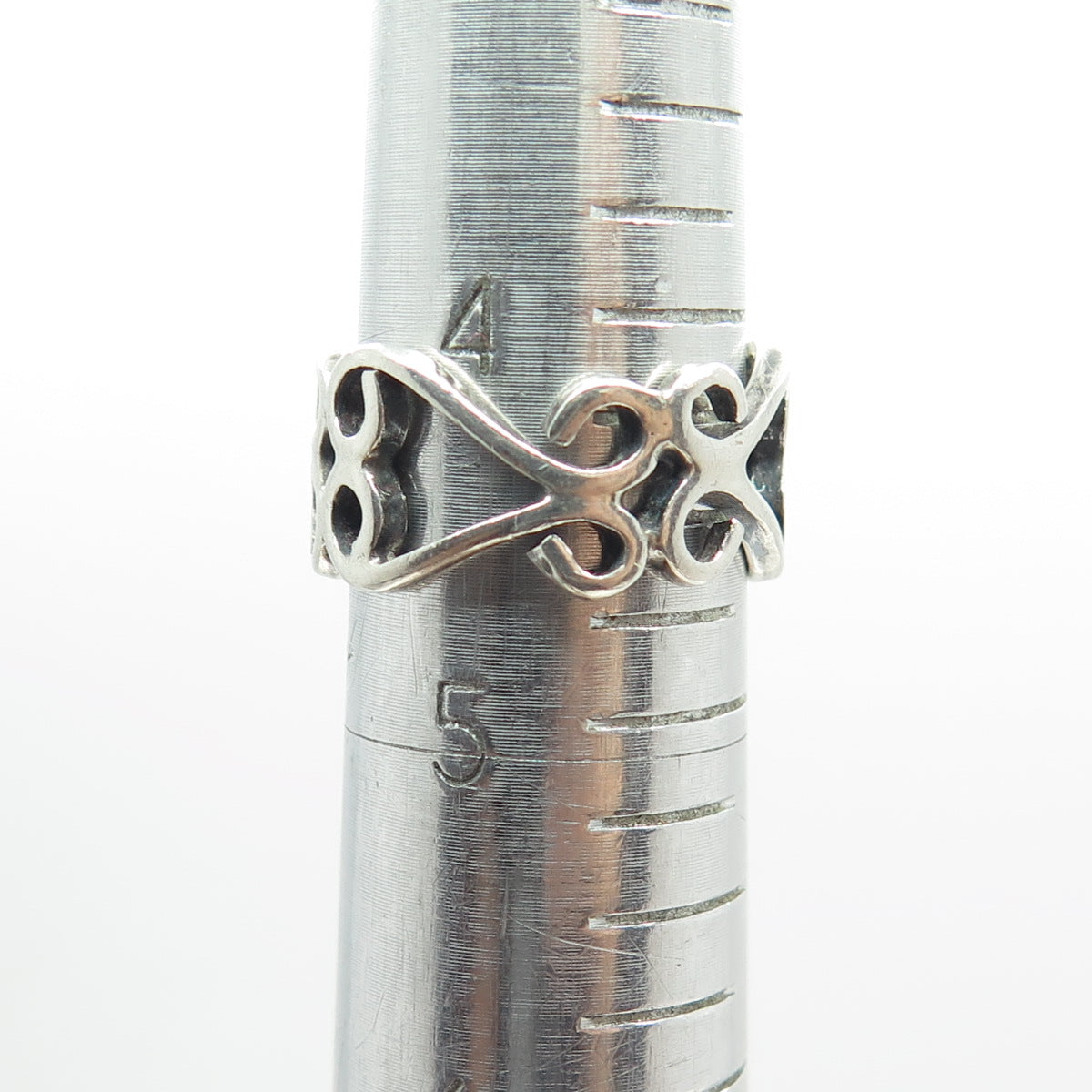 925 Sterling Silver Vintage Swirl Modernist Band Ring Size 4.75