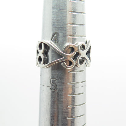 925 Sterling Silver Vintage Swirl Modernist Band Ring Size 4.75