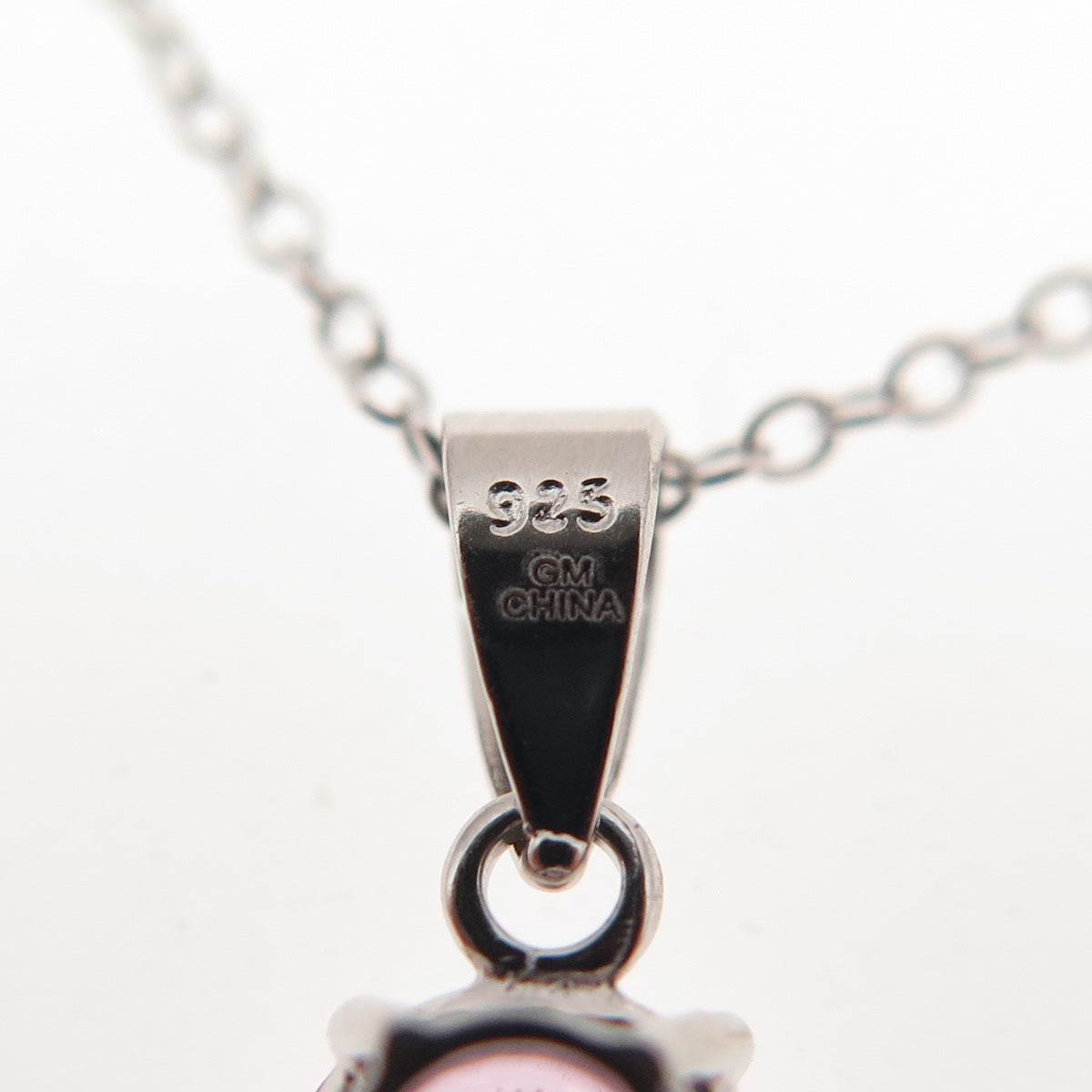 925 Sterling Silver Round-Cut Pink C Z Cable Chain Necklace 16-18"
