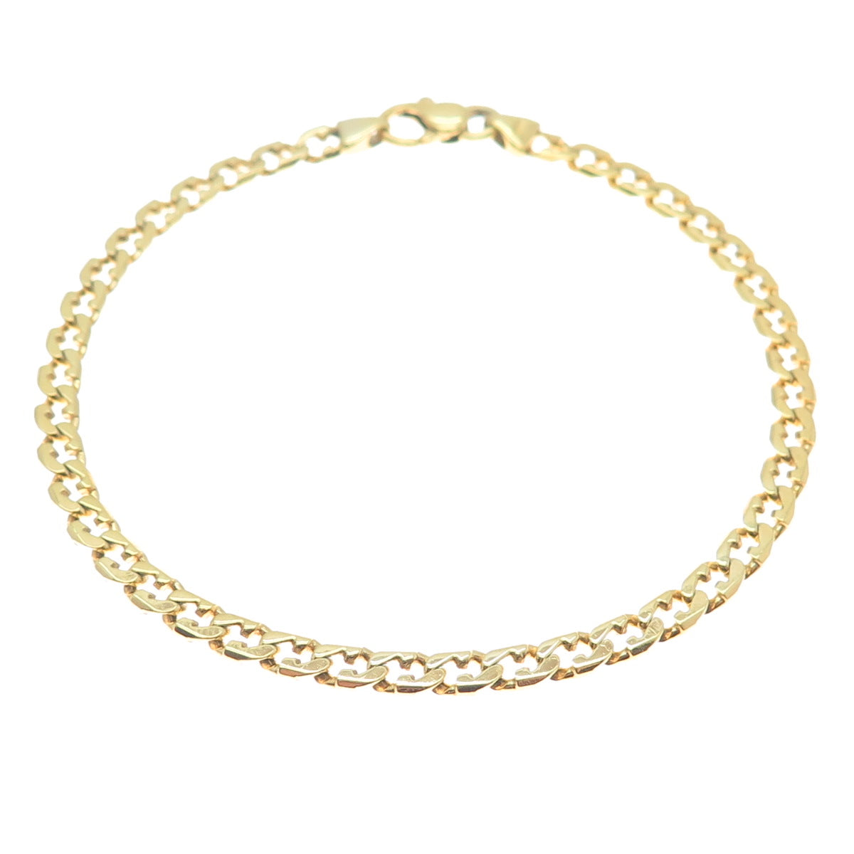 925 Sterling Silver Gold Plated Vintage Mariner Curb Link Bracelet 8.25"