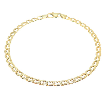 925 Sterling Silver Gold Plated Vintage Mariner Curb Link Bracelet 8.25"