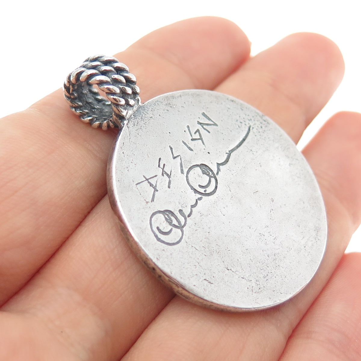 ALEN OLI 925 Sterling Silver Vintage Viking Snake Amulet Oxidized Pendant