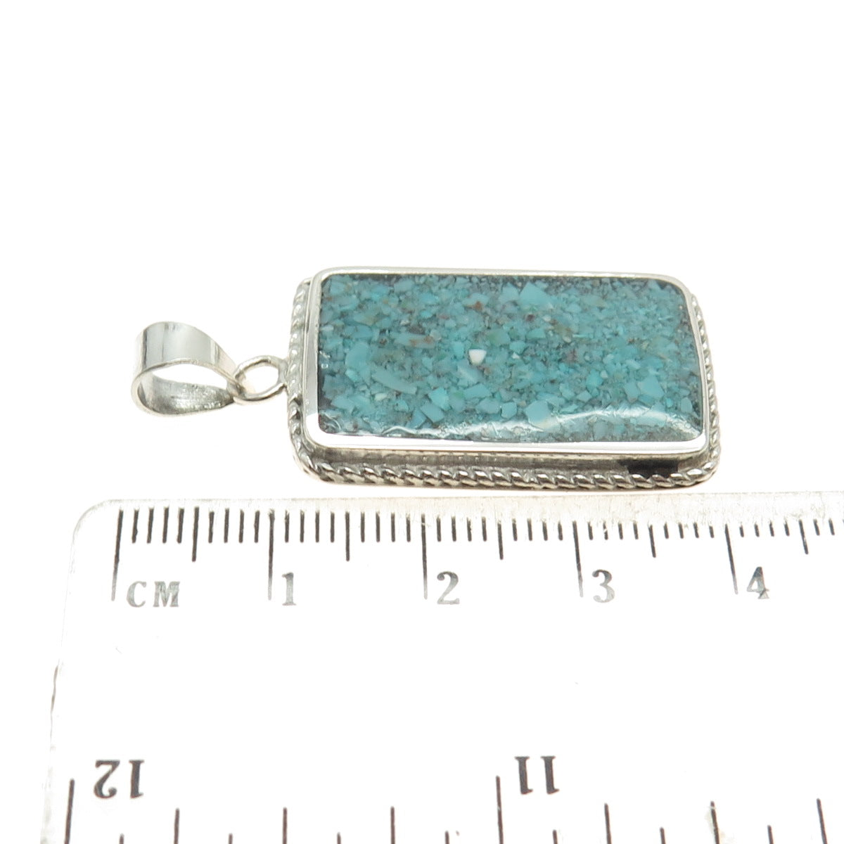 800 Silver Vintage Egypt Real Turquoise Inlay Pendant