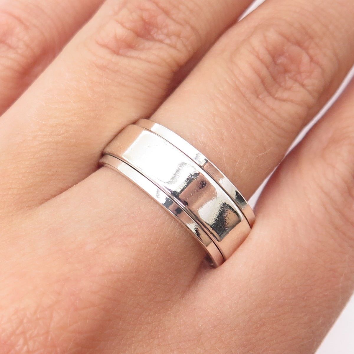 925 Sterling Silver Vintage Rotating Band Ring Size 9.75