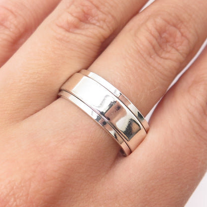 925 Sterling Silver Vintage Rotating Band Ring Size 9.75