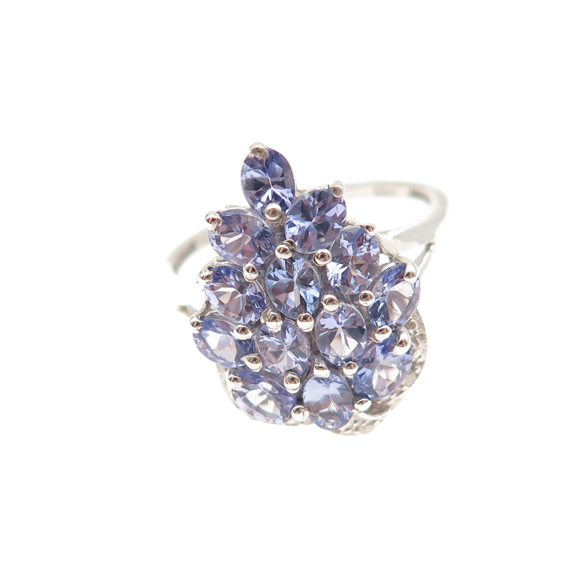 Chuck Clemency 925 Sterling Silver Real Tanzanite & White Topaz Ring Size 8