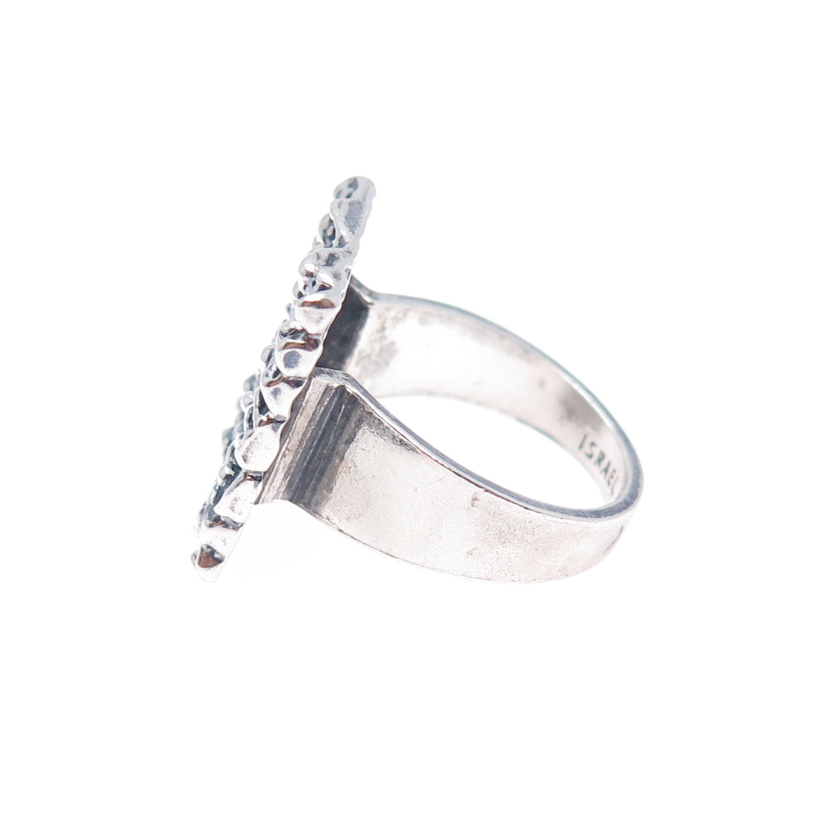 925 Sterling Silver Vintage Israel Modernist Oxidized Ring Size 5.75
