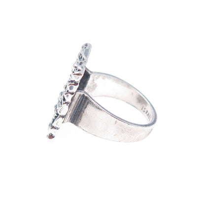 925 Sterling Silver Vintage Israel Modernist Oxidized Ring Size 5.75