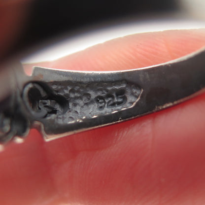 SAJEN 925 Sterling Silver Vintage Real Amethyst & Peridot Oxidized Ring Size 6