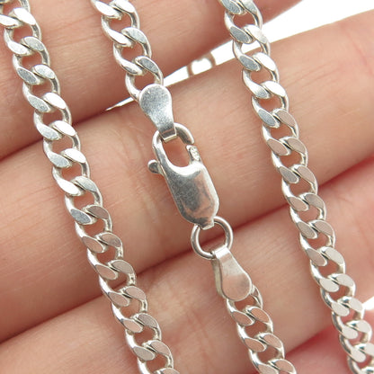 925 Sterling Silver Italy Cuban Chain Necklace 18"