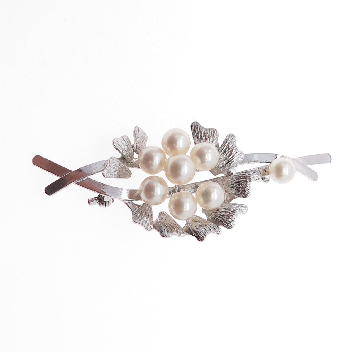 925 Sterling Silver Antique Art Deco Real Pearl Floral Pin Brooch (missing pin)
