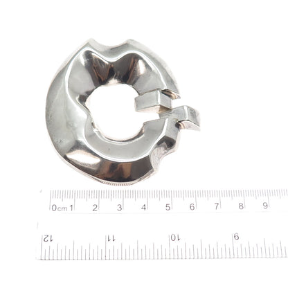 925 Sterling Silver Vintage Modernist Oxidized Large Pin Brooch