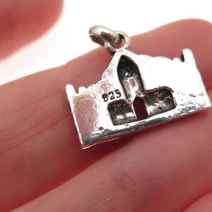 925 Sterling Silver Vintage Taj Mahal Oxidized Charm Pendant
