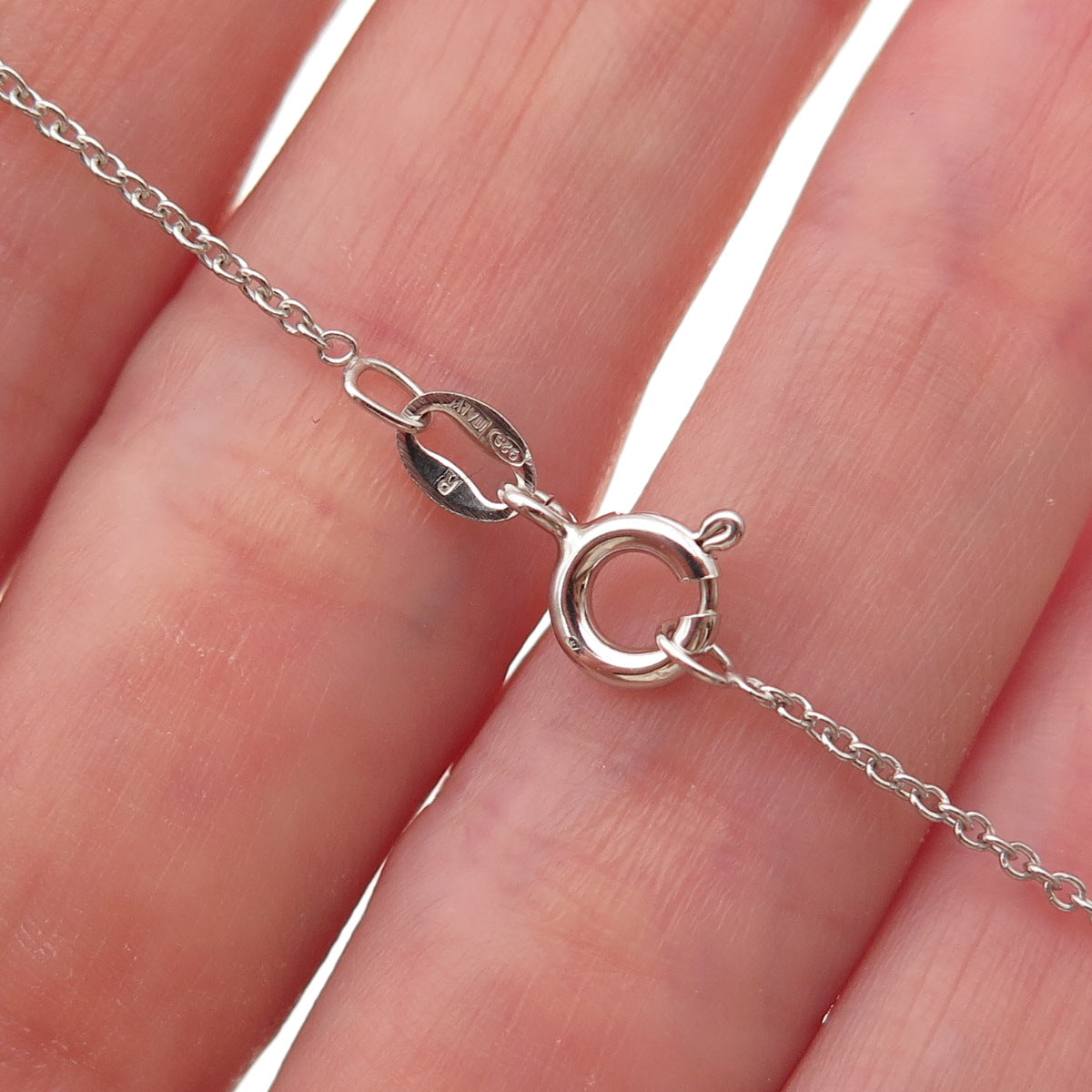 925 Sterling Silver Real Diamond & Multi-Gem Angelfish Cable Chain Necklace 18"