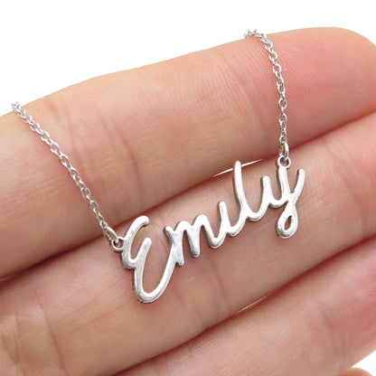 925 Sterling Silver "Emily" Personalized Nameplate Cable Chain Necklace 14"