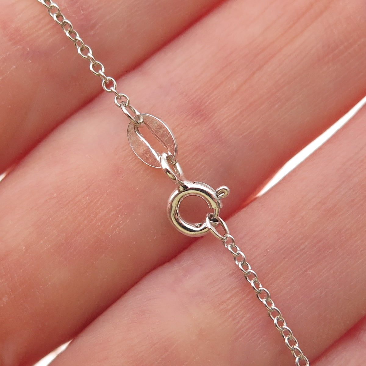 Sun 925 Sterling Silver Real Diamond Infinity Cable Chain Necklace 18"