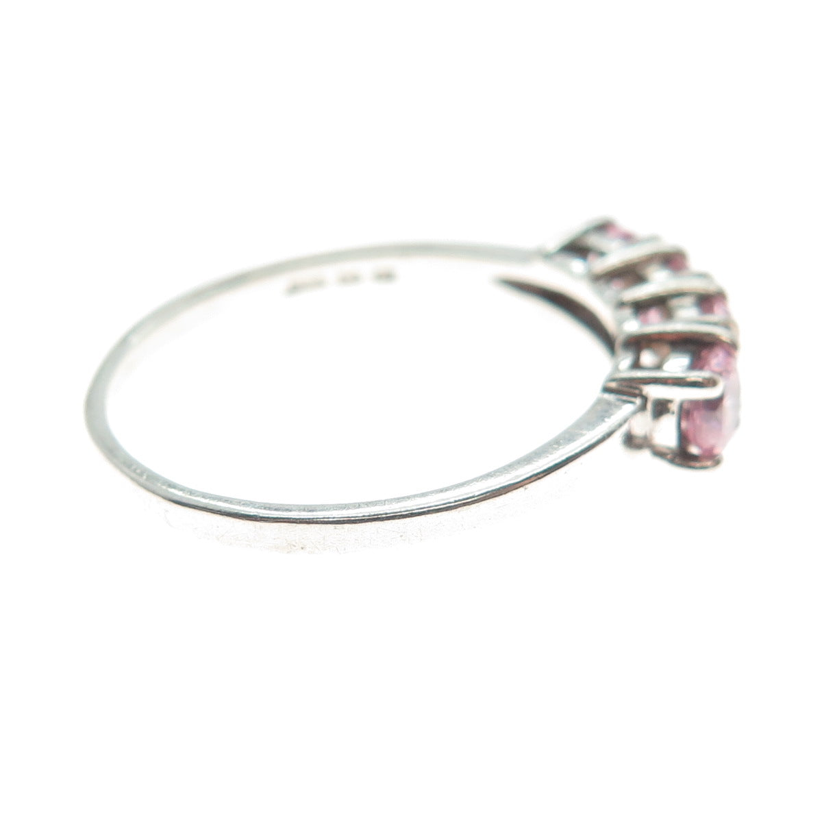 925 Sterling Silver Round-Cut Pink C Z Ring Size 10.25