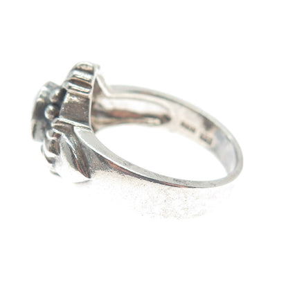HAN 925 Sterling Silver Vintage Real Lapis Lazuli Gem Cross Ribbed Ring Size 7.5