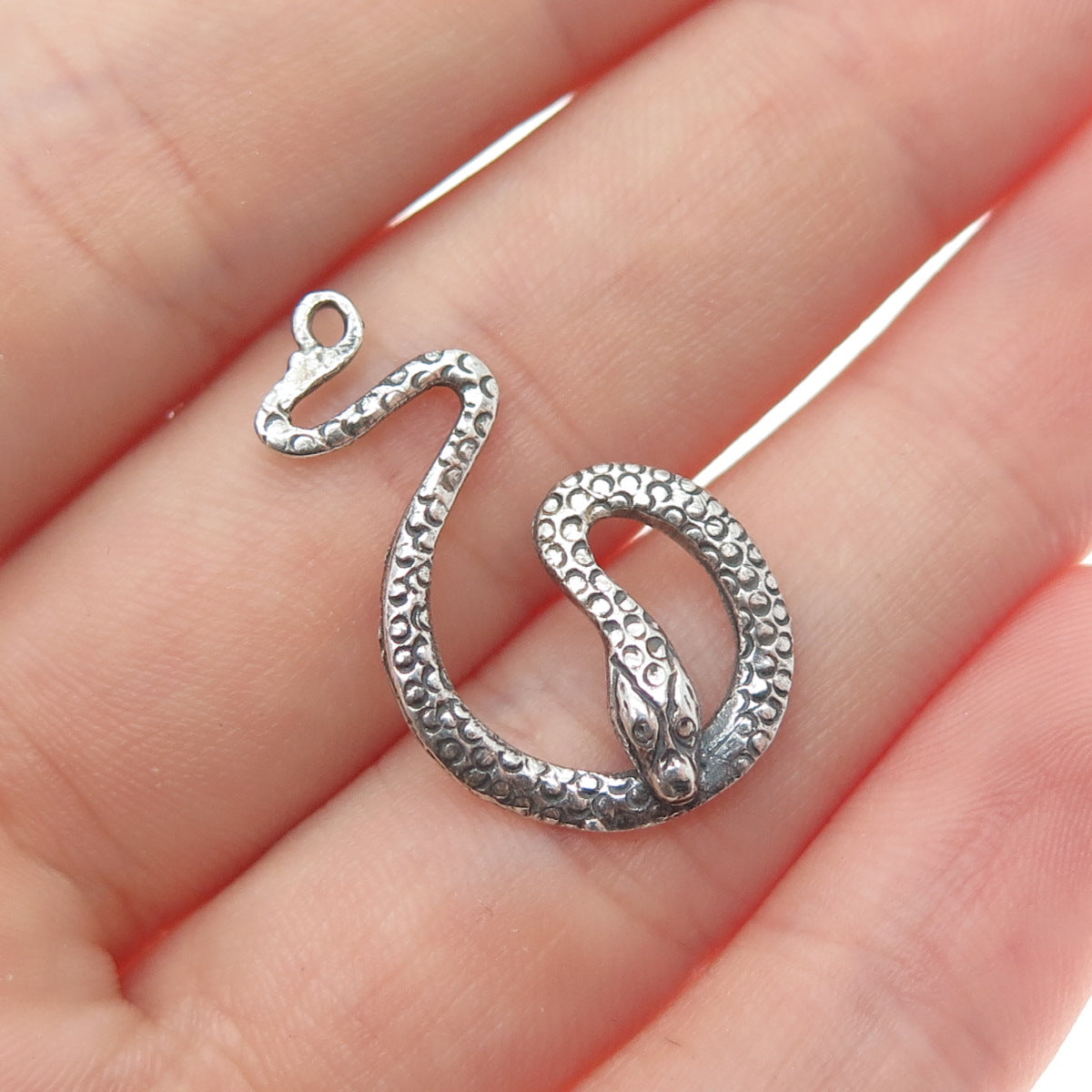 925 Sterling Silver Vintage Snake Oxidized Charm Pendant