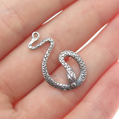 925 Sterling Silver Vintage Snake Oxidized Charm Pendant