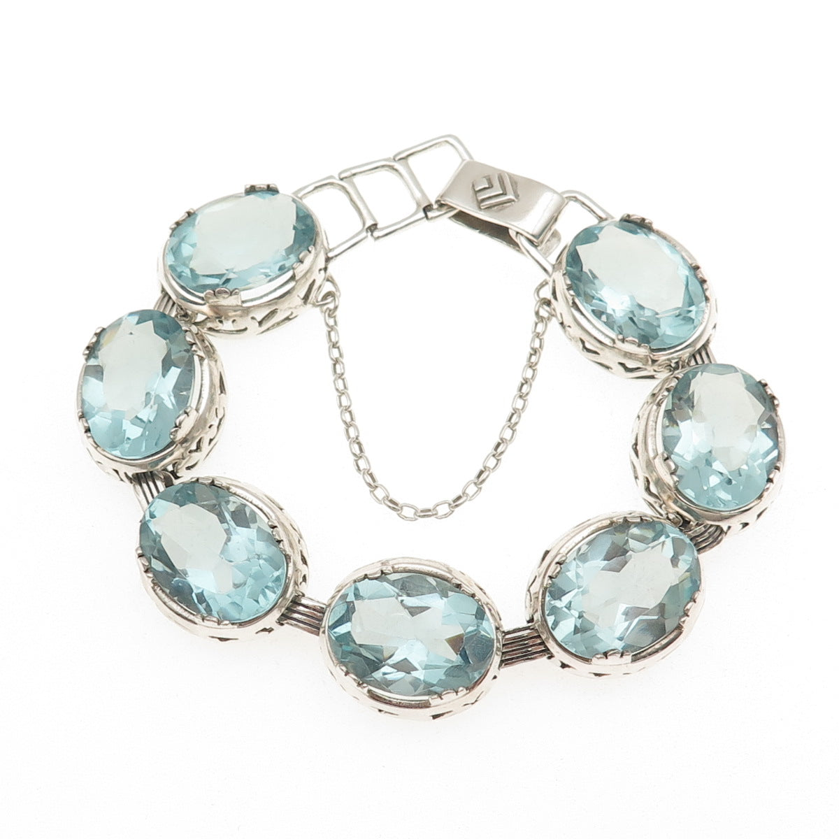 SILPADA 925 Sterling Silver Vintage Blue Lagoon Crystal Bracelet 7.5"