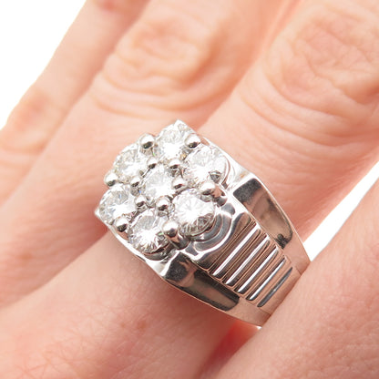 925 Sterling Silver Real Round-Cut Moissanite Modernist Ring Size 11